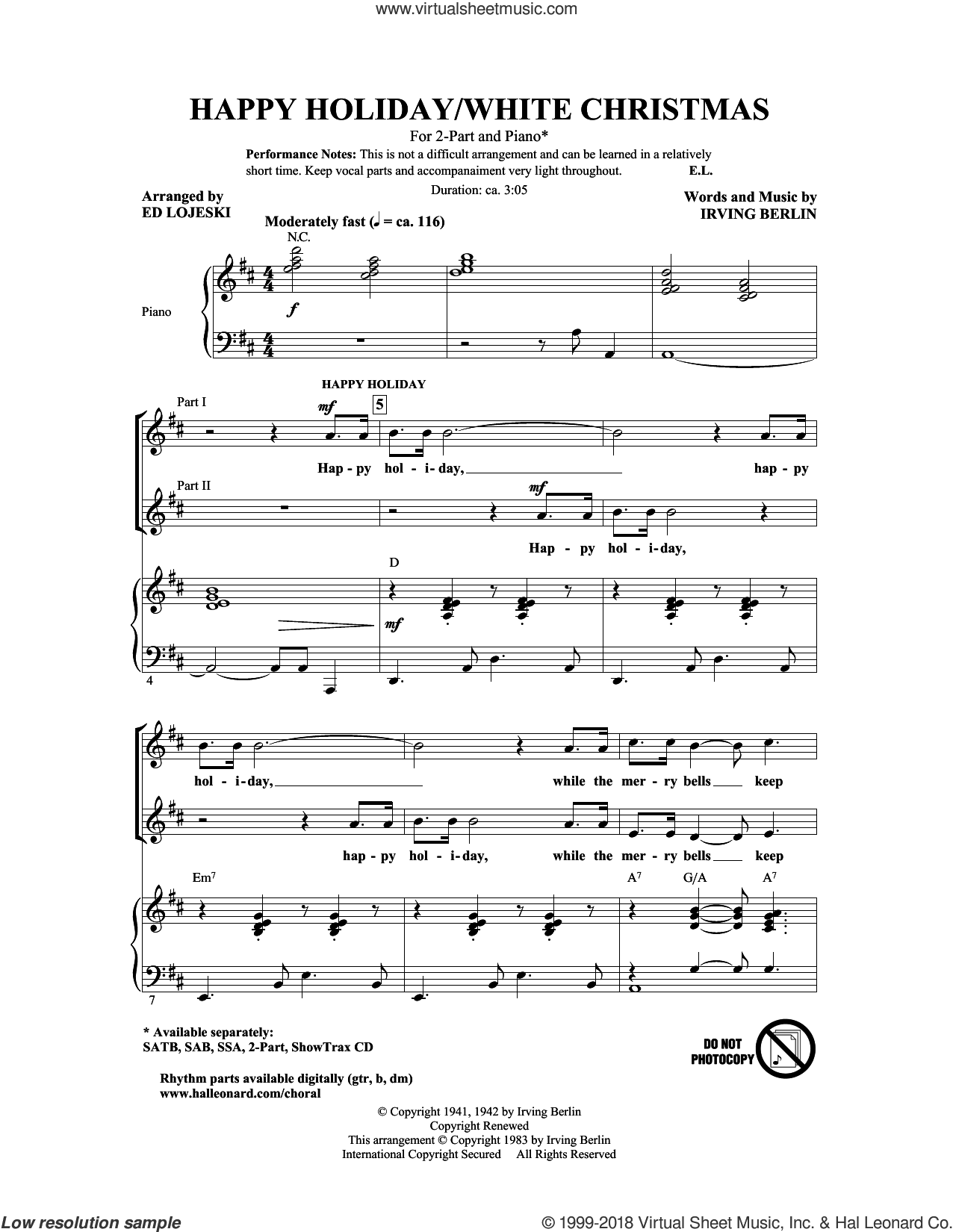 Happy Holiday (arr. Ed Lojeski)