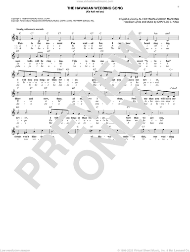 The Hawaiian Wedding Song (Ke Kali Nei Au)
