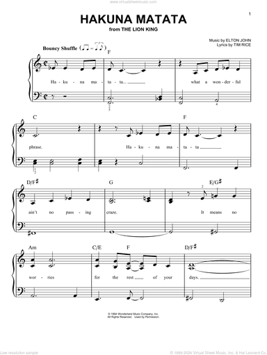 Hakuna Matata (from The Lion King), (beginner) (from The Lion King)