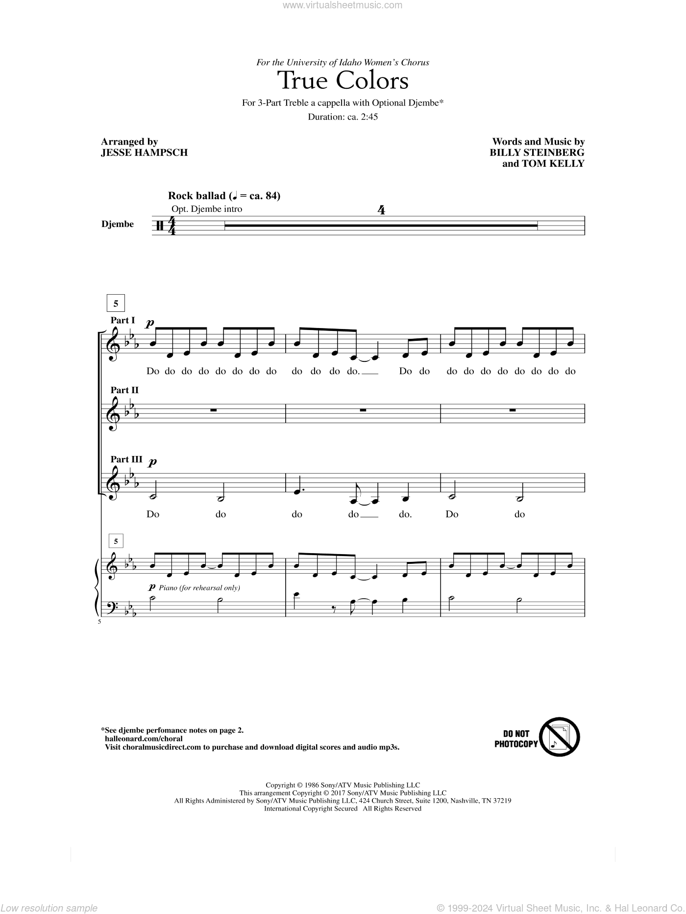 True Colors (arr. Jesse Hampsch)