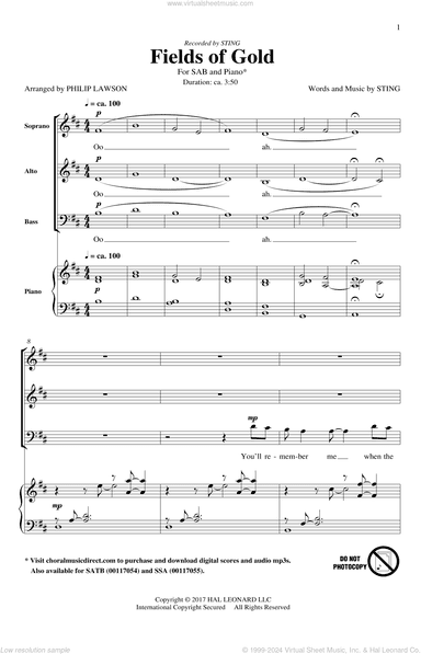 Fields Of Gold (arr. Philip Lawson)