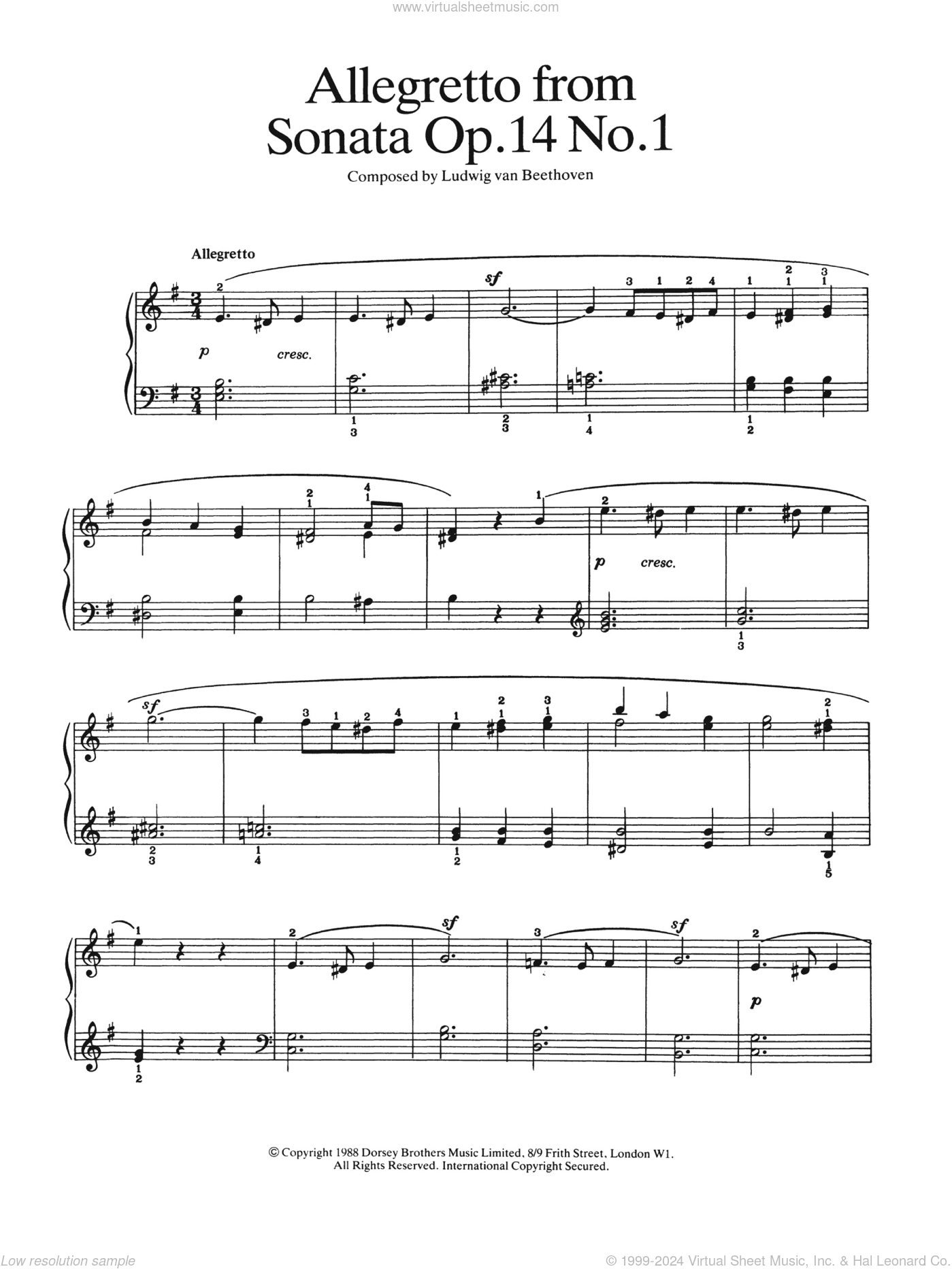 Allegretto from Sonata Op. 14, No. 1