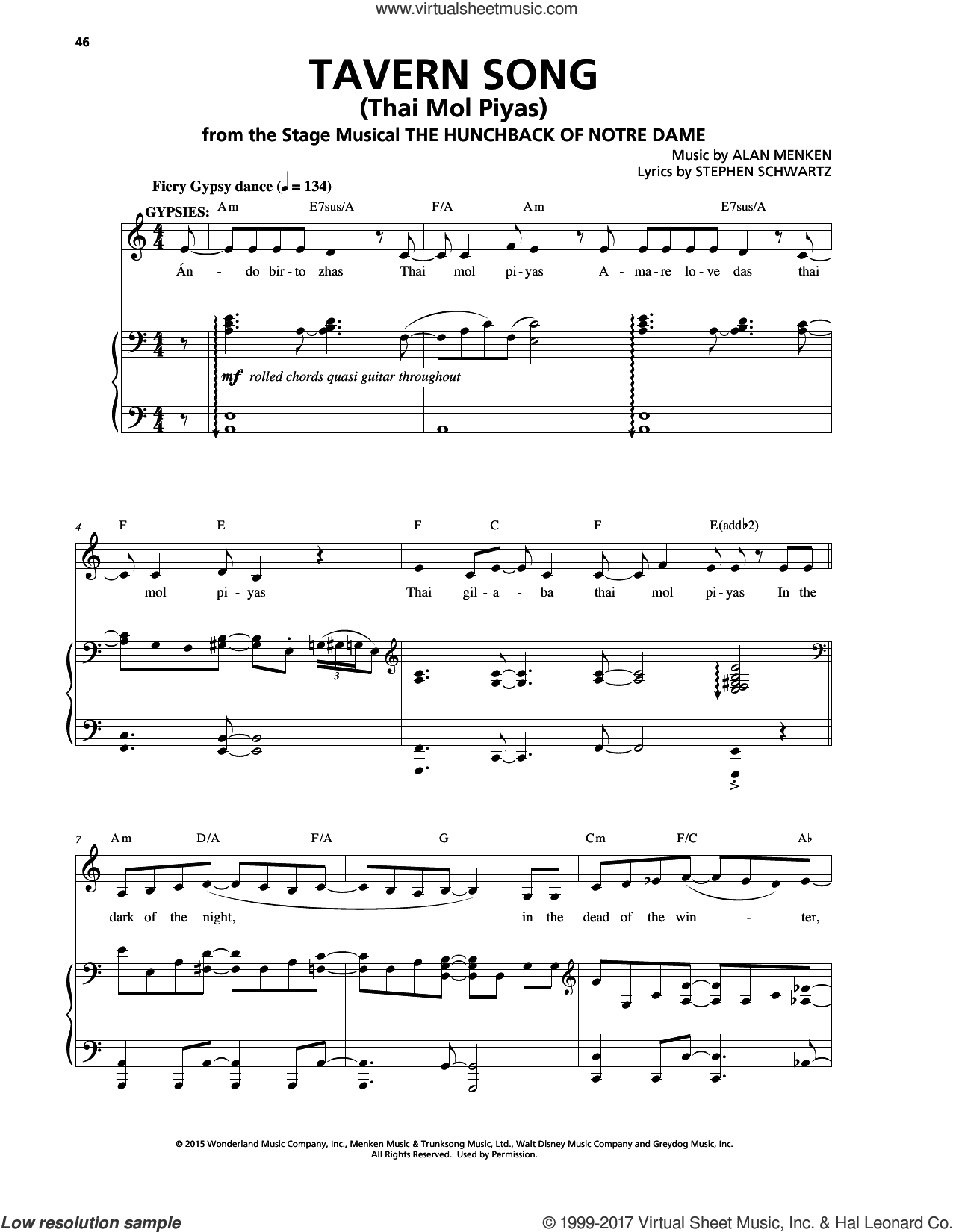 Tavern Song (Thai Mol Piyas) (from The Hunchback Of Notre Dame: A New Musical)