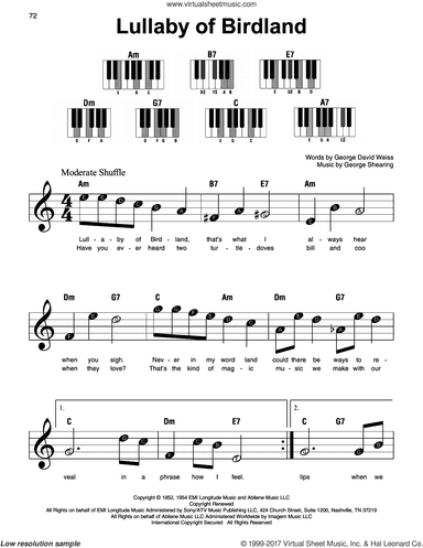 Lullaby Of Birdland, (beginner)