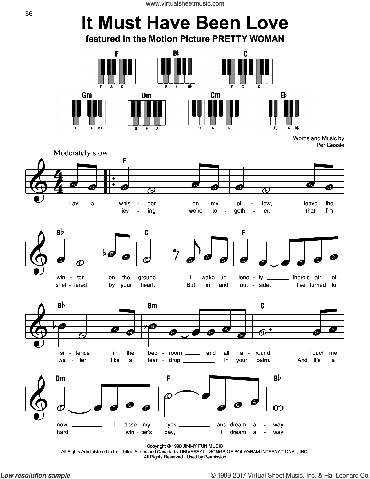 It Must Have Been Love, (beginner)