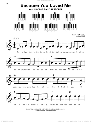 Because You Loved Me, (beginner)