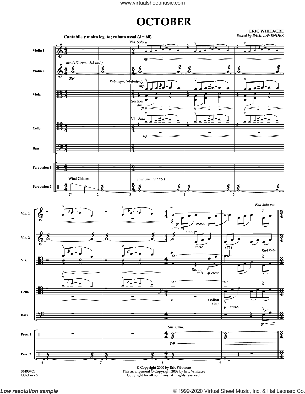 October (arr. Paul Lavender) (COMPLETE)