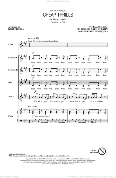 Cheap Thrills (from Pitch Perfect 3) (arr. Deke Sharon)