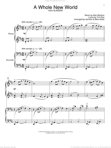 A Whole New World (from Aladdin) (arr. Jennifer and Mike Watts)