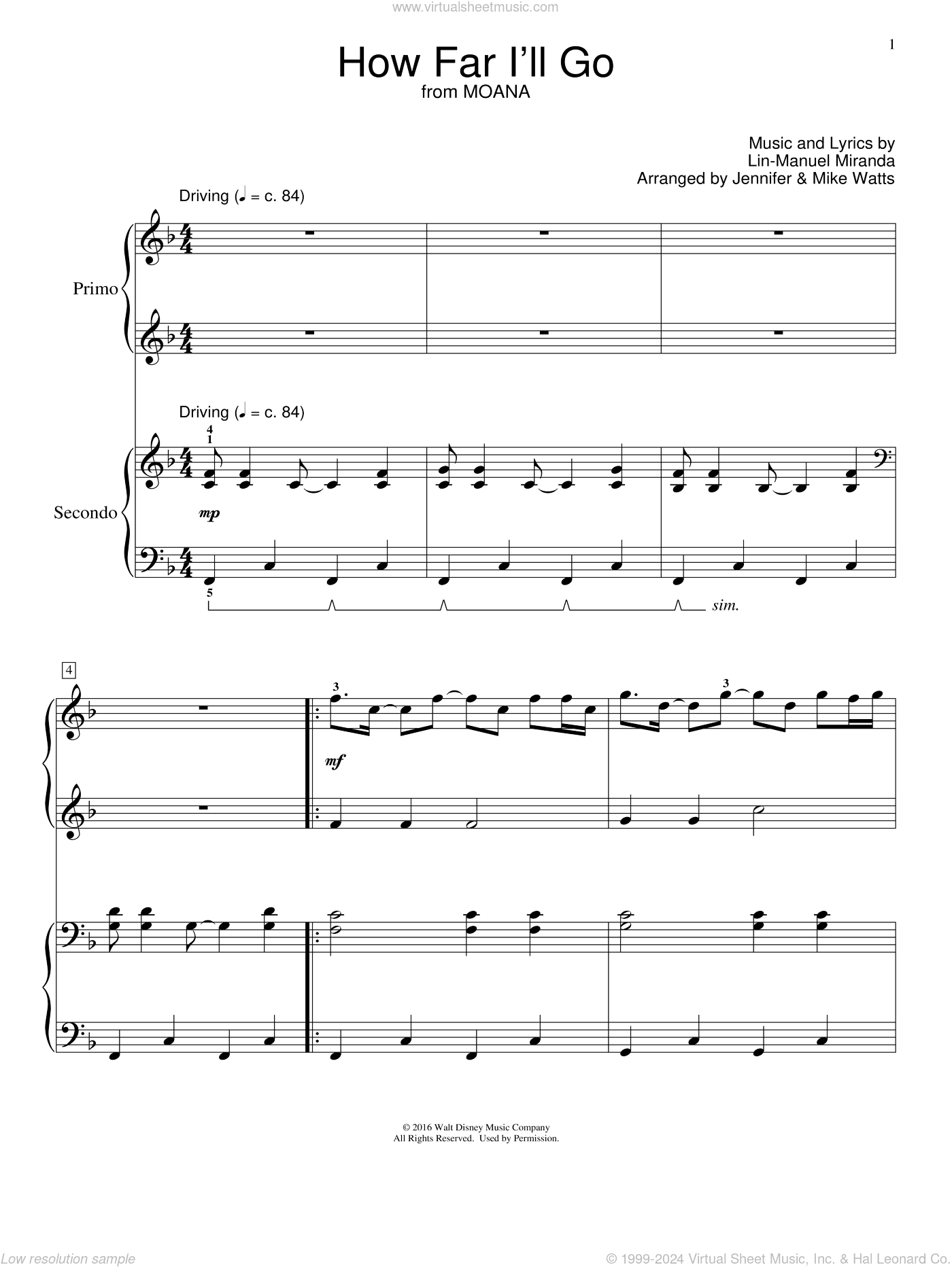 How Far I'll Go (from Moana) (arr. Jennifer and Mike Watts)