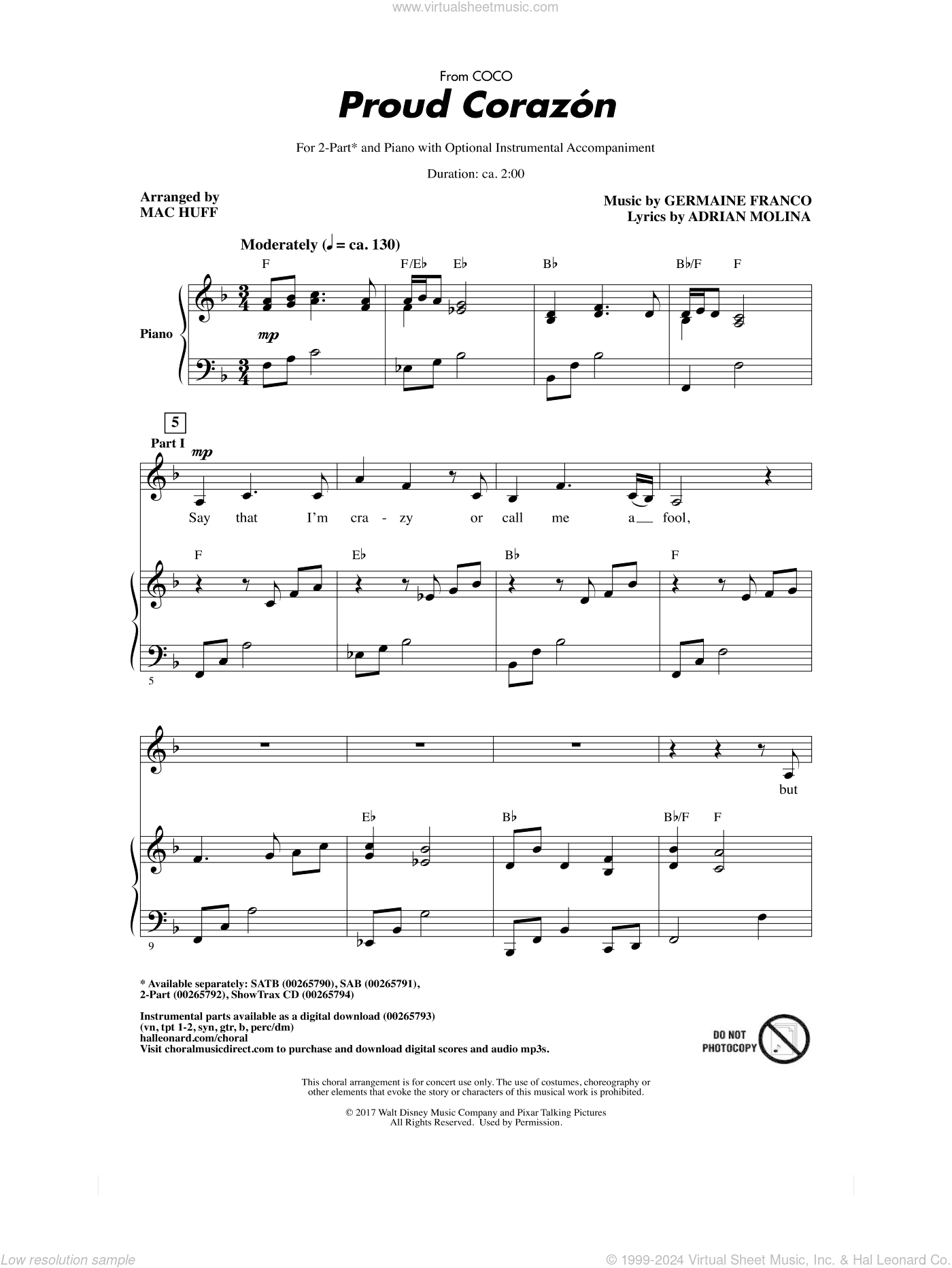 Proud Corazon (from Coco) (arr. Mac Huff)