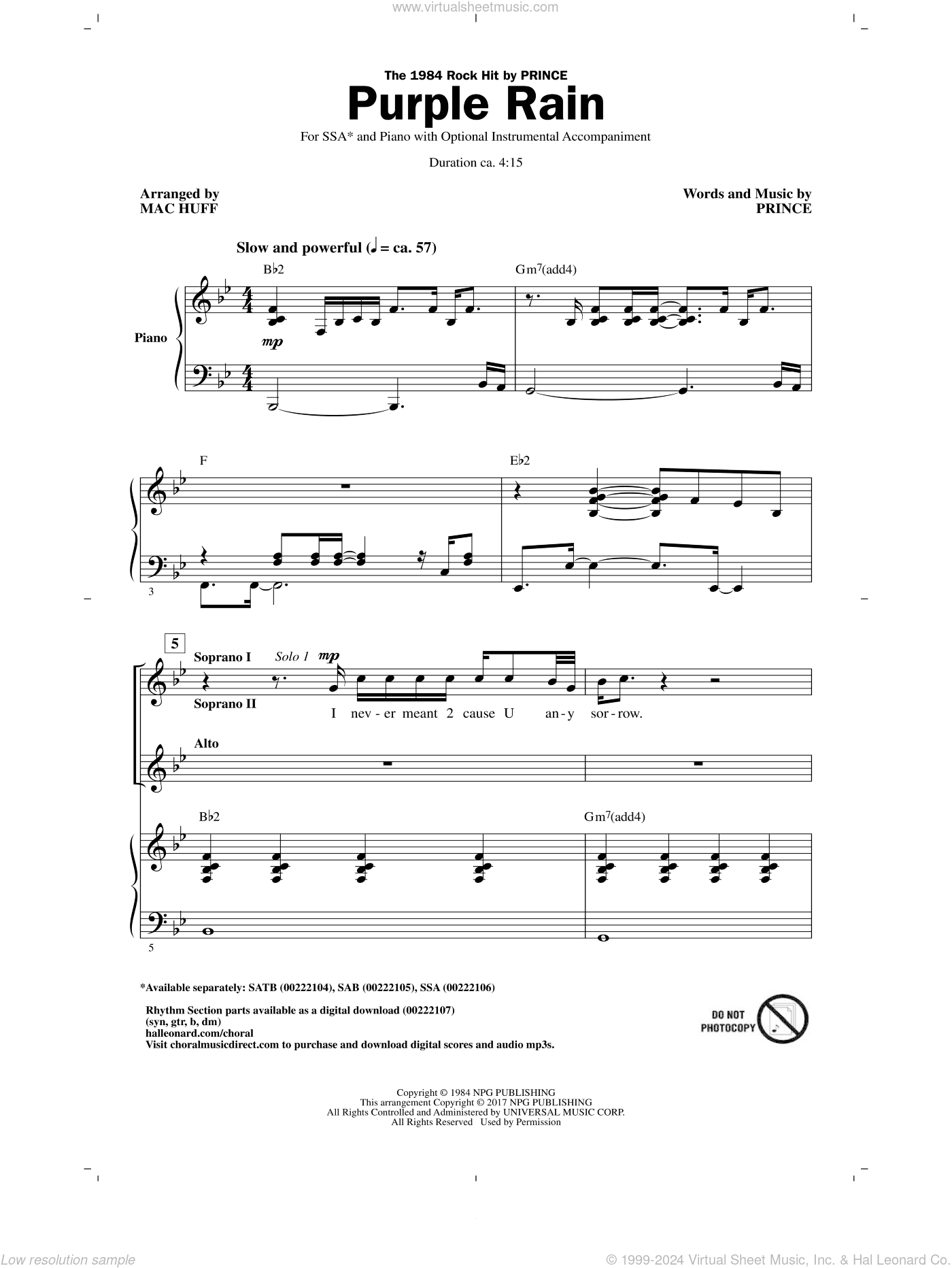 Purple Rain (arr. Mac Huff)