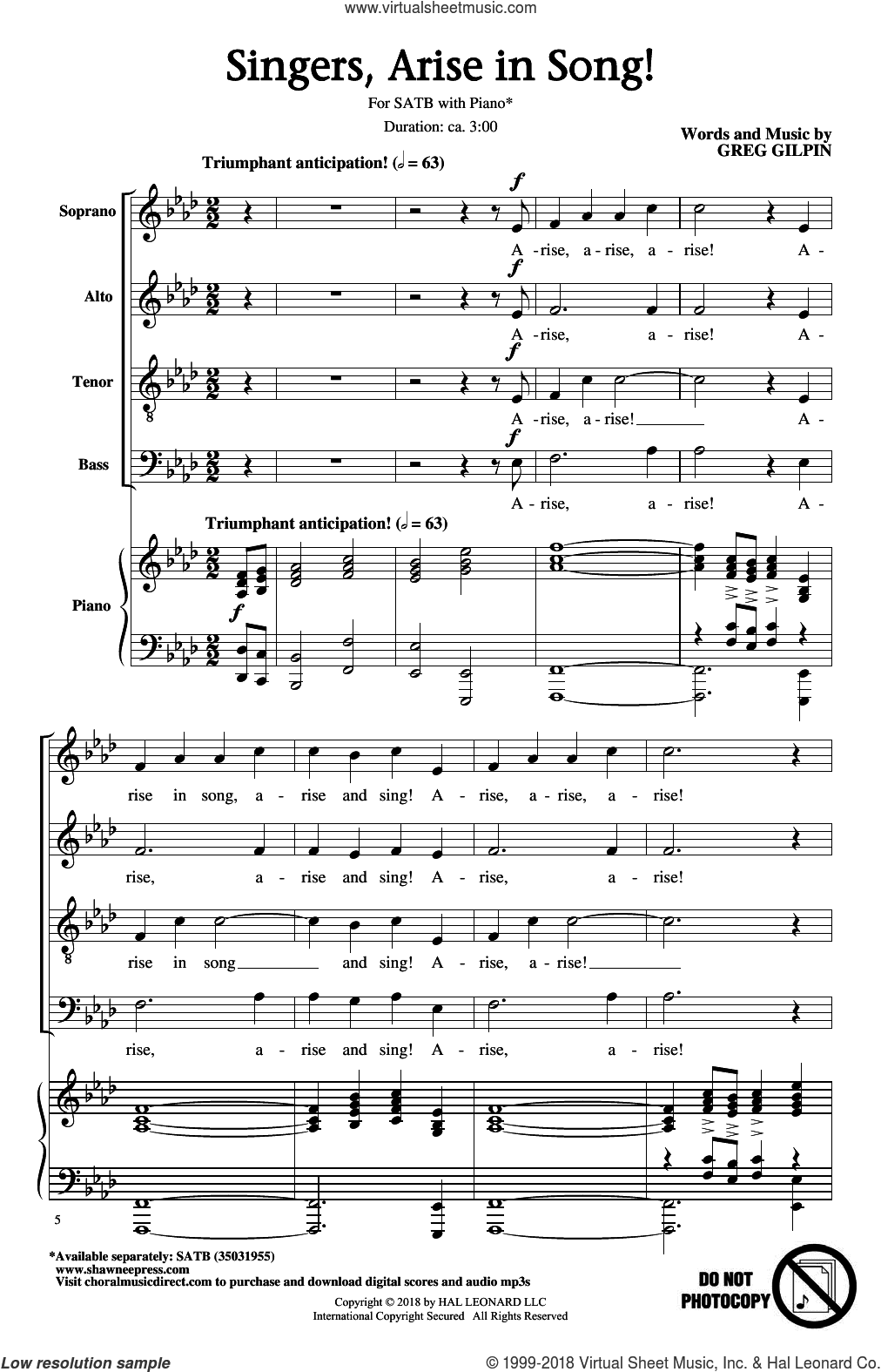 Singers, Arise In Song!