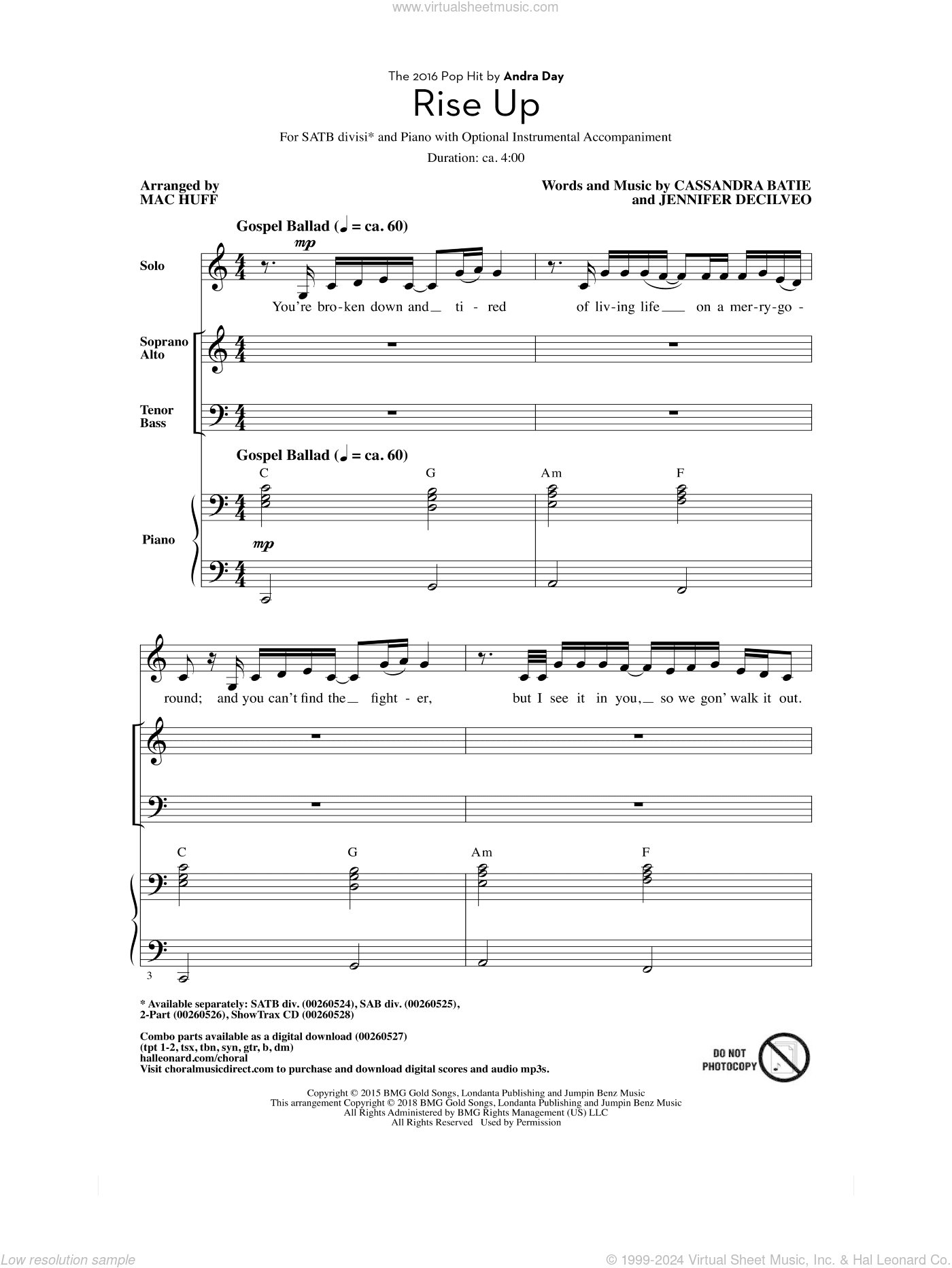 Rise Up (arr. Mac Huff)