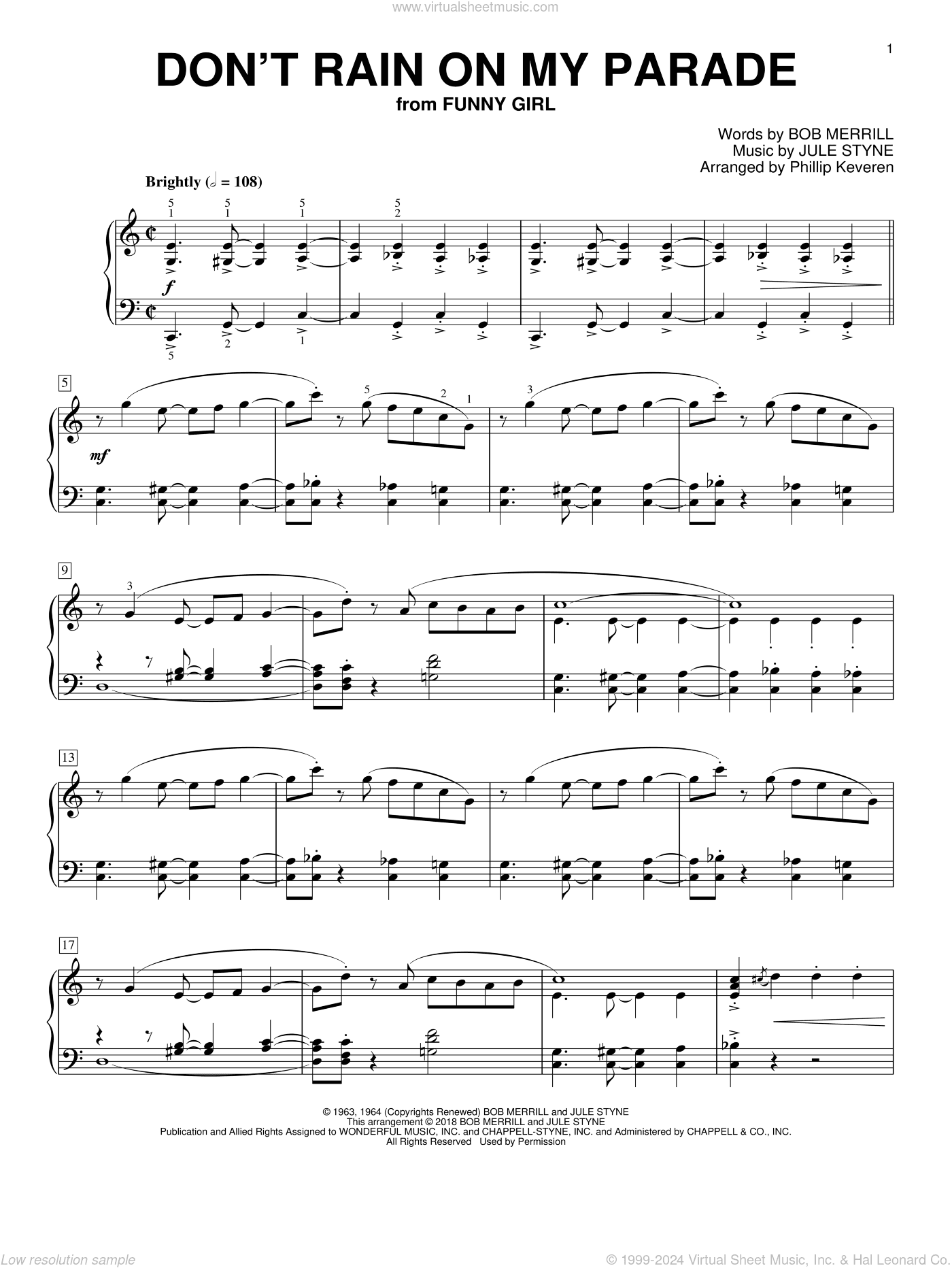 Don't Rain On My Parade (arr. Phillip Keveren)