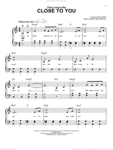 (They Long To Be) Close To You, (beginner)