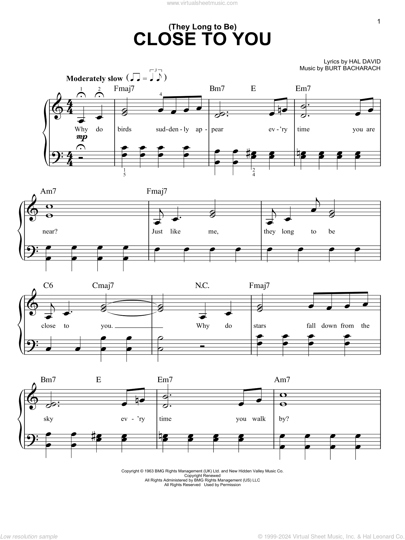 (They Long To Be) Close To You, (beginner)