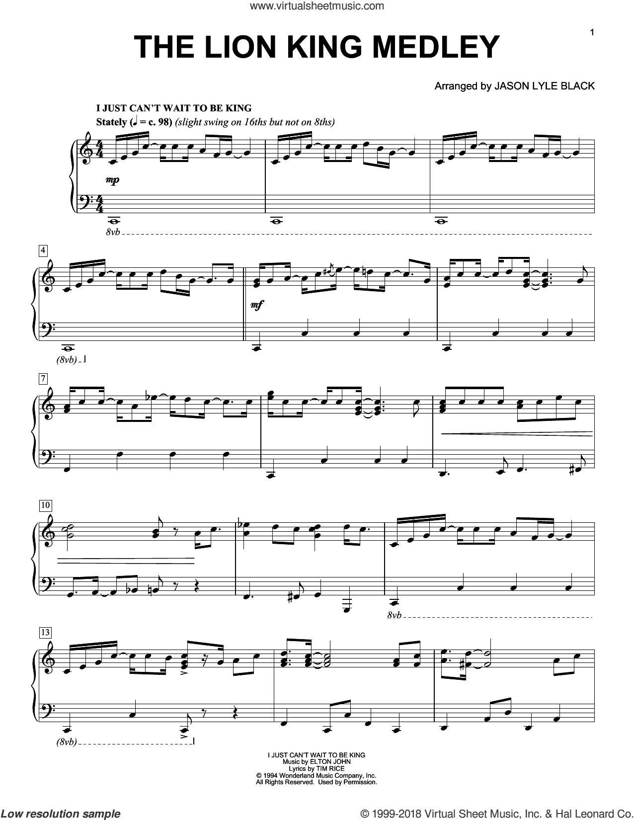 Lion King Medley (arr. Jason Lyle Black)
