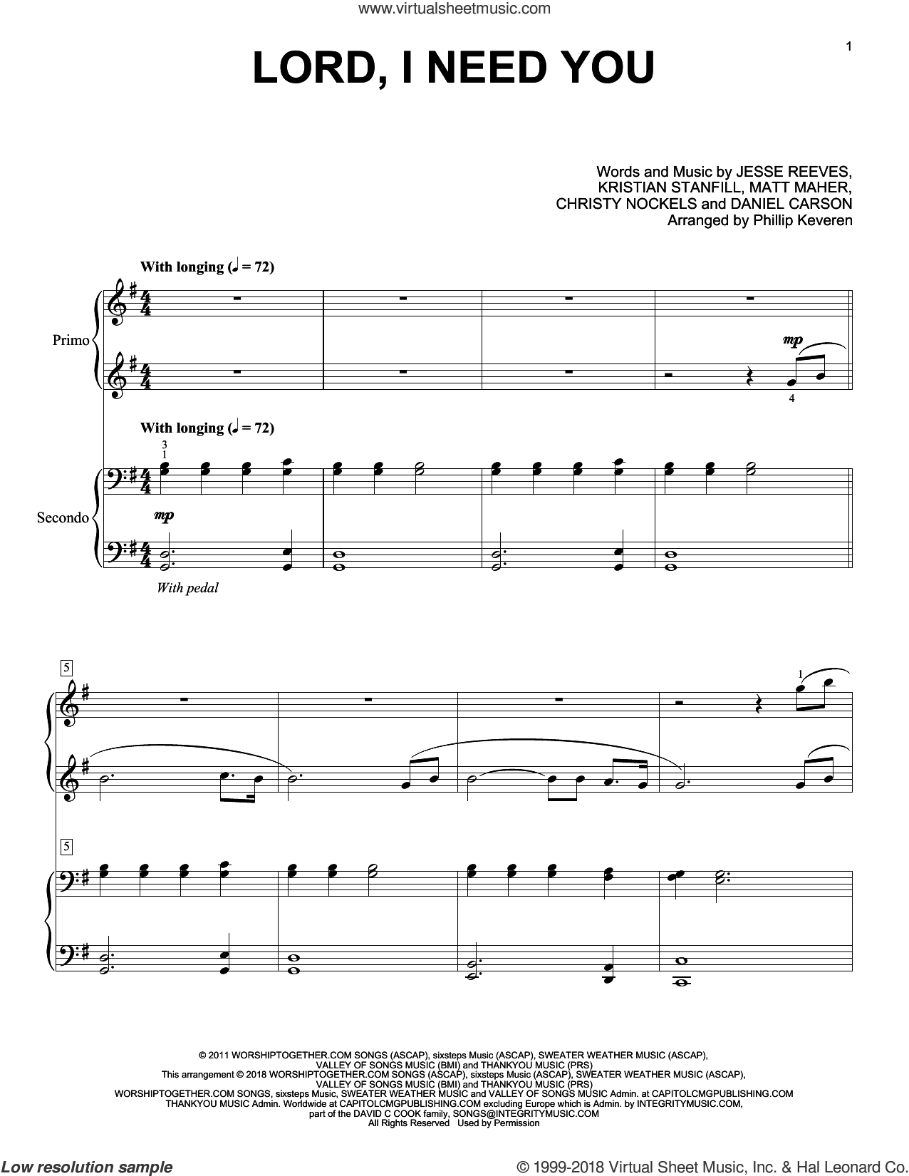 Lord, I Need You (arr. Phillip Keveren)