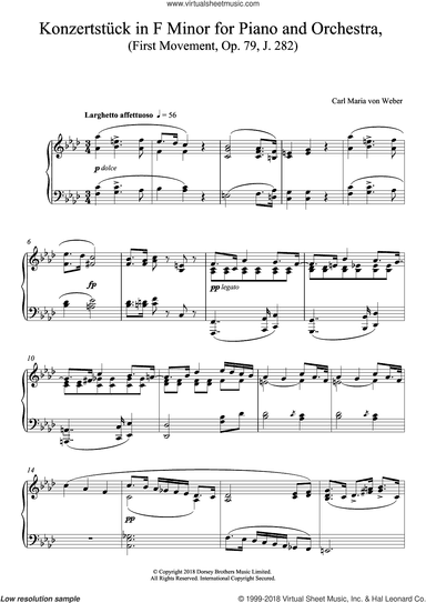 Konzertstuck in F Minor for Piano and Orchestra, First Movement, Op. 79, J. 282
