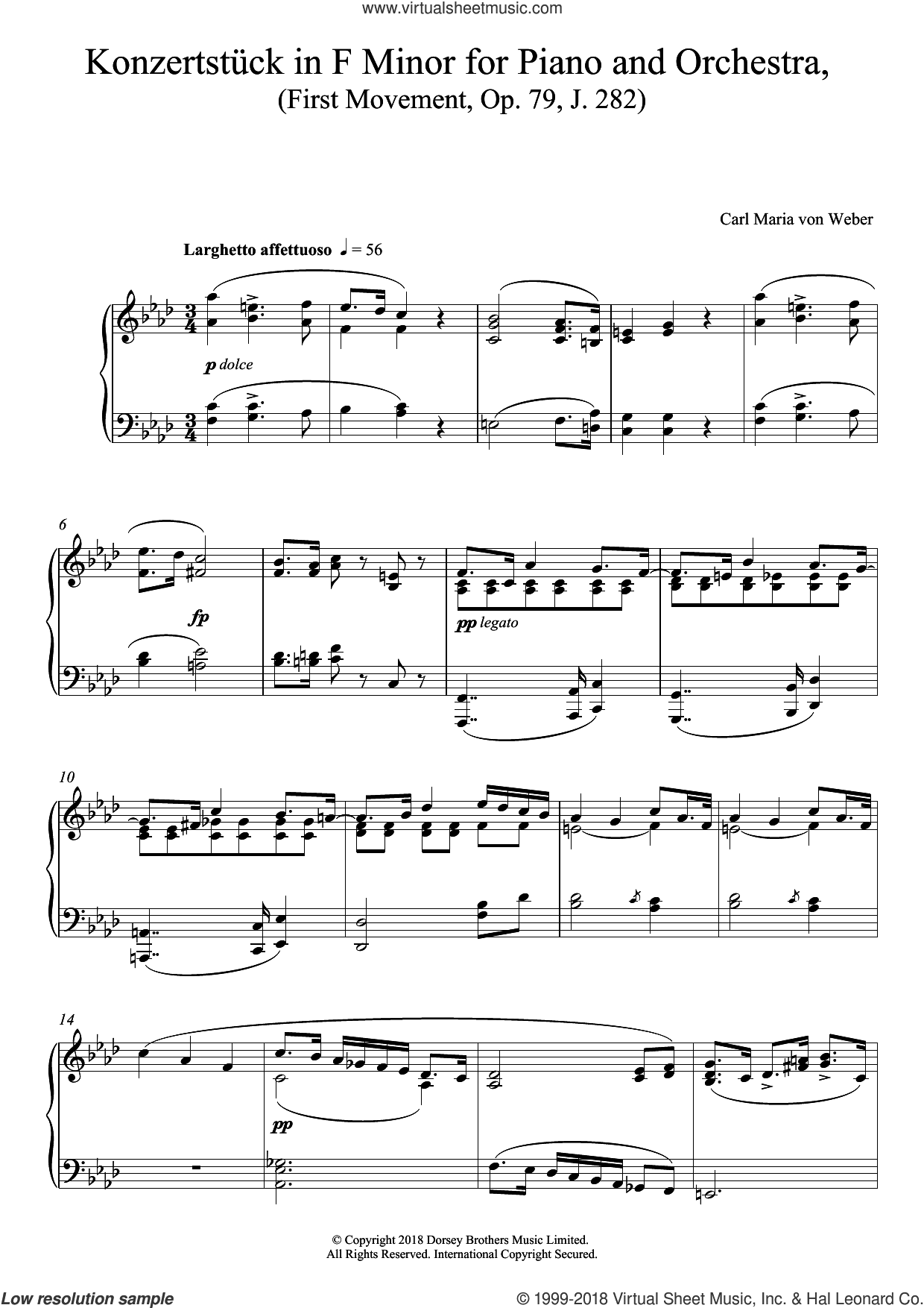 Konzertstuck in F Minor for Piano and Orchestra, First Movement, Op. 79, J. 282