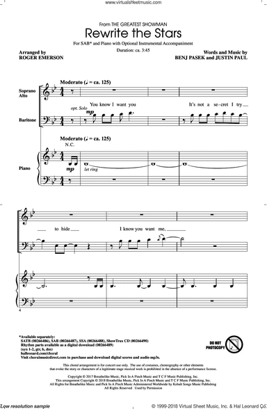 Rewrite The Stars (arr. Roger Emerson)