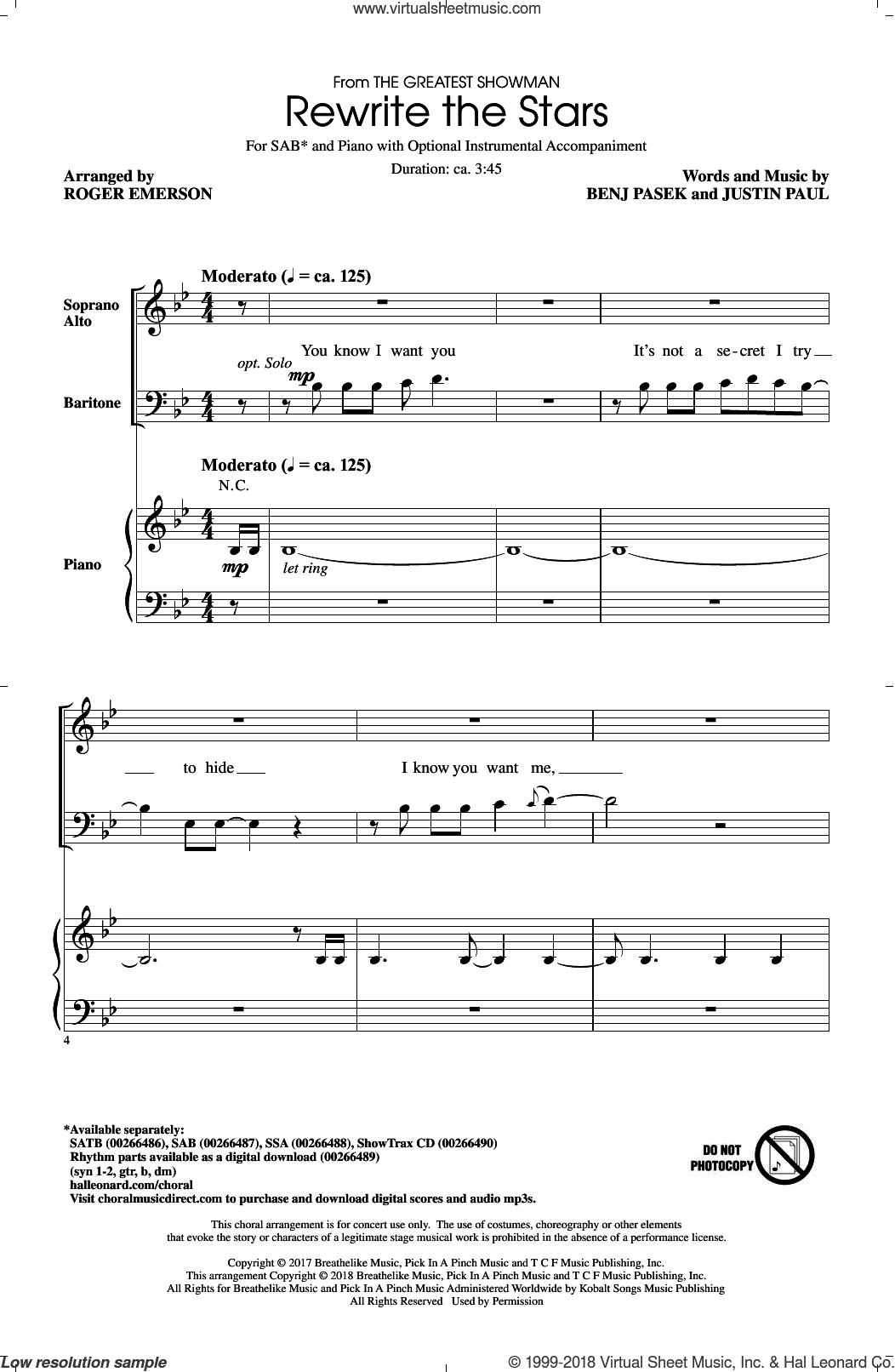 Rewrite The Stars (arr. Roger Emerson)