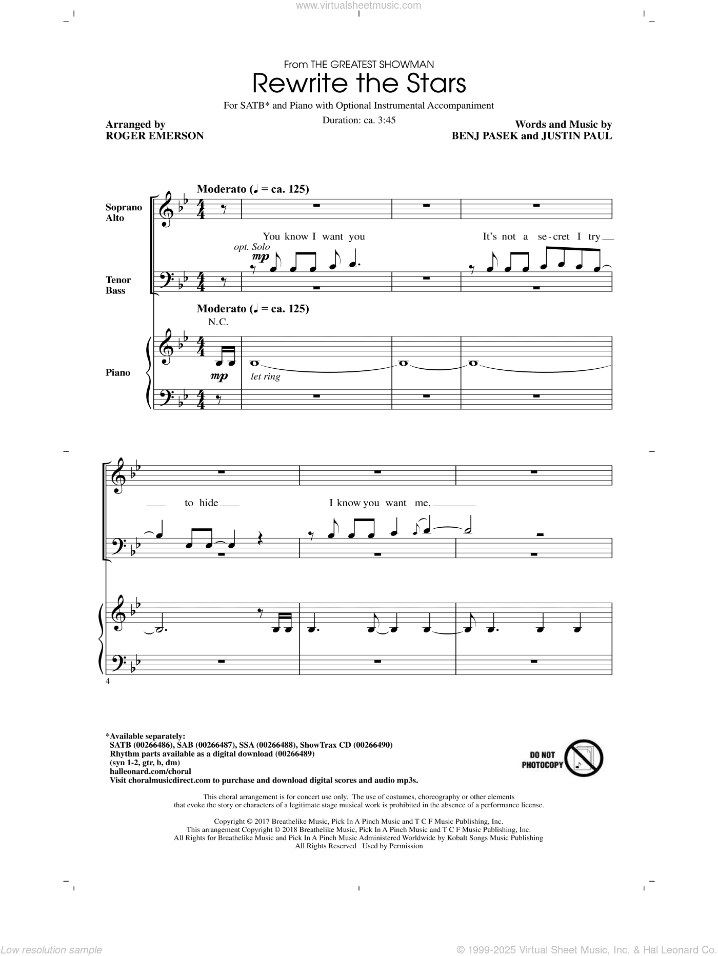 Rewrite The Stars (arr. Roger Emerson)
