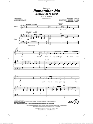 Remember Me (Ernesto de la Cruz) (from Coco) (arr. Roger Emerson)