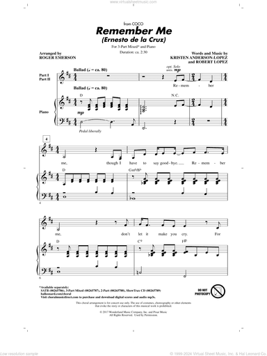 Remember Me (Ernesto de la Cruz) (from Coco) (arr. Roger Emerson)