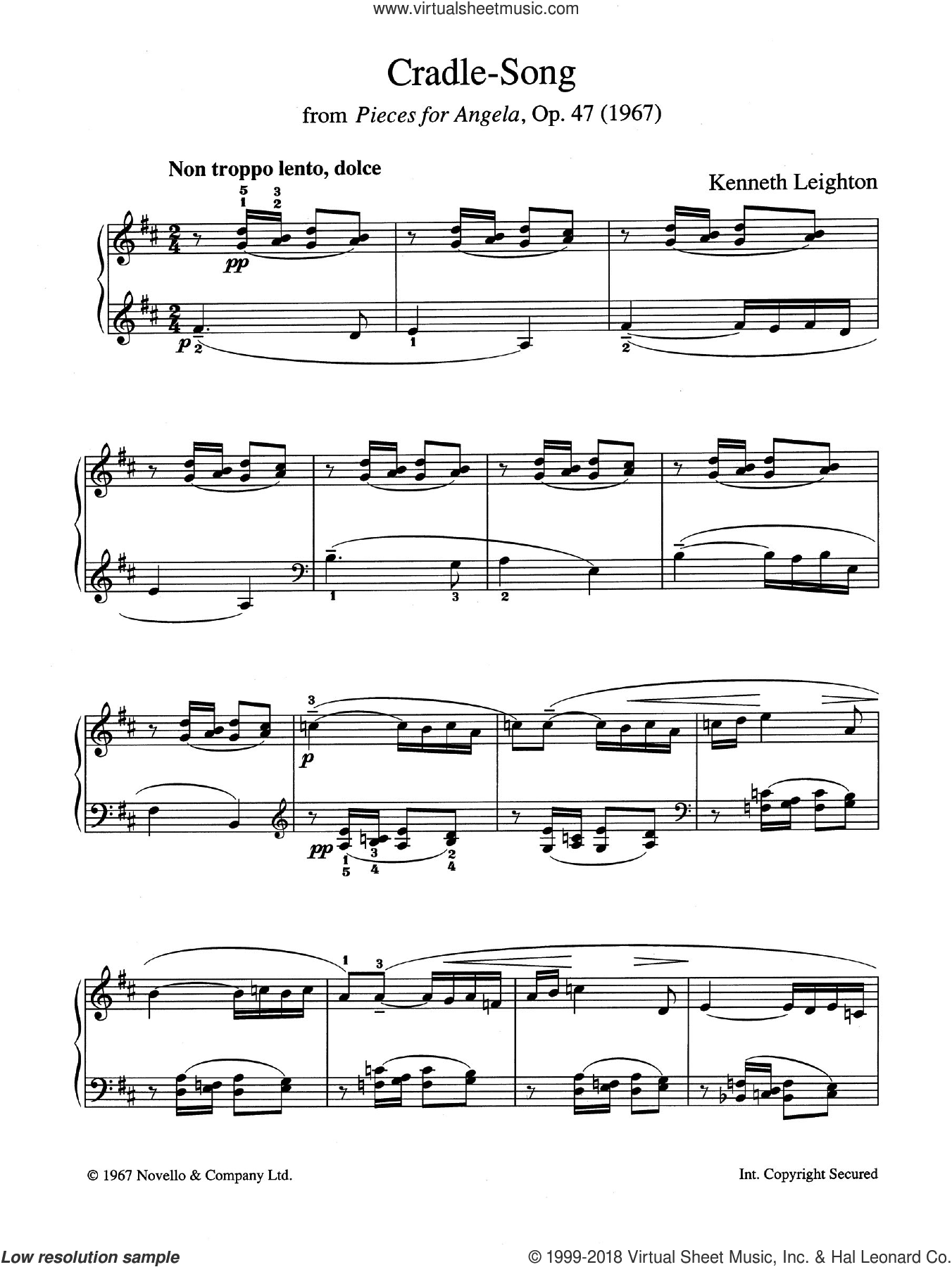 Cradle Song (from Pieces For Angela, Opus 47)