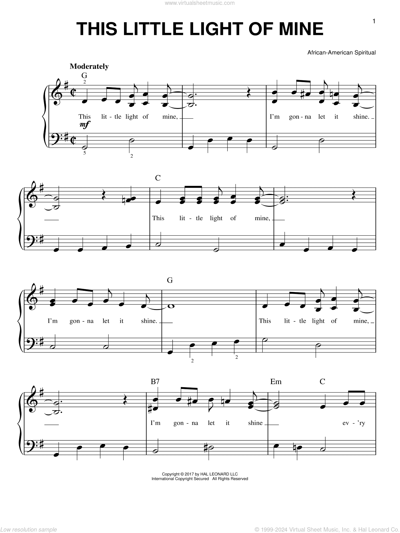This Little Light Of Mine, (beginner)