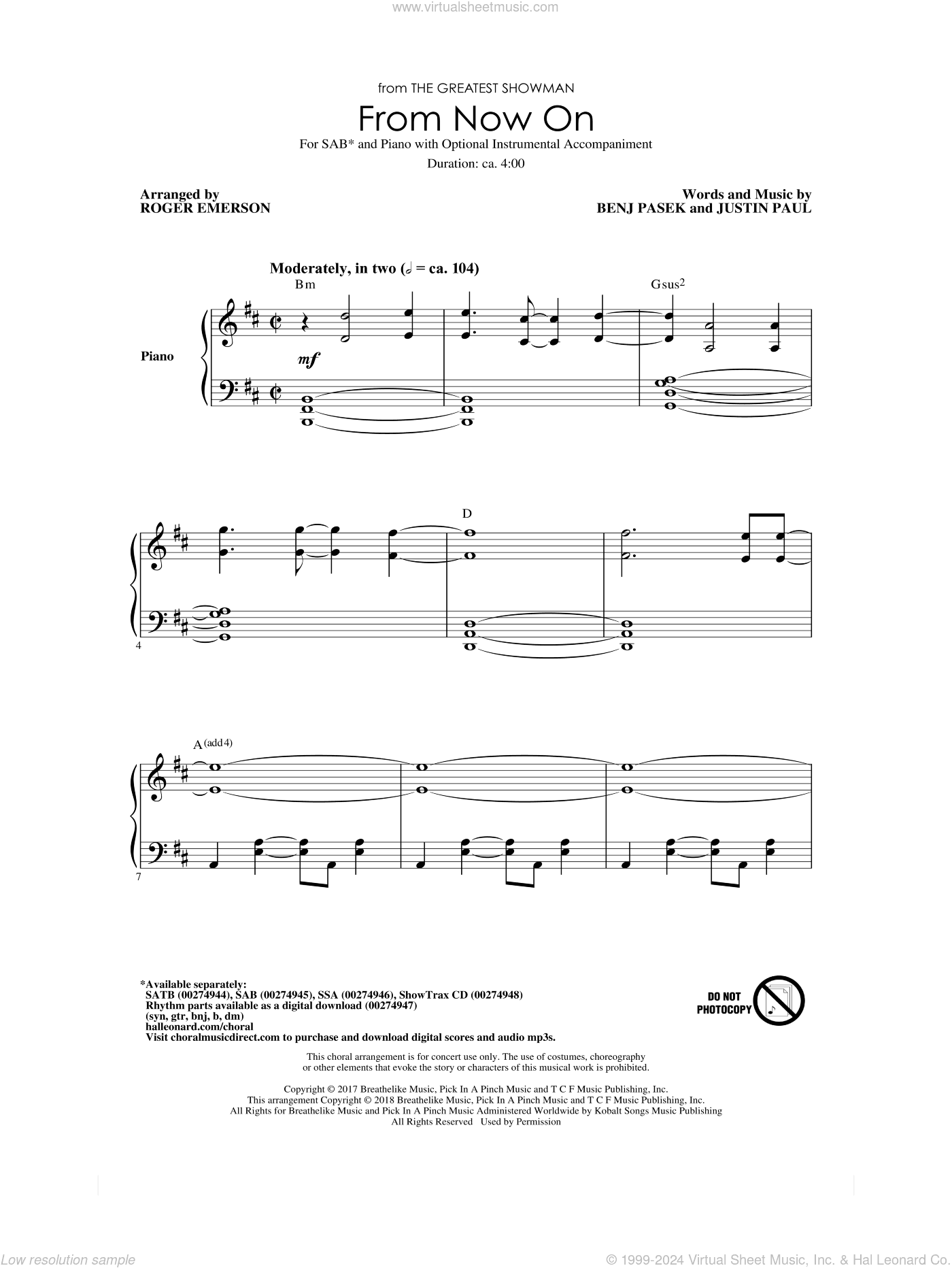 From Now On (from The Greatest Showman) (arr. Roger Emerson)