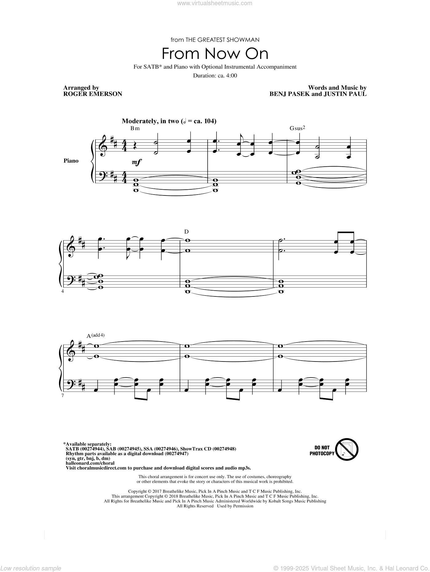 From Now On (from The Greatest Showman) (arr. Roger Emerson)