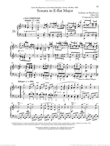 Piano Sonata No. 26 In E-Flat Major, Op. 81a