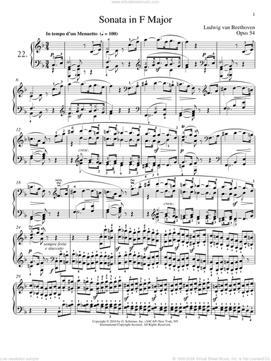 Piano Sonata No. 22 In F Major, Op. 54