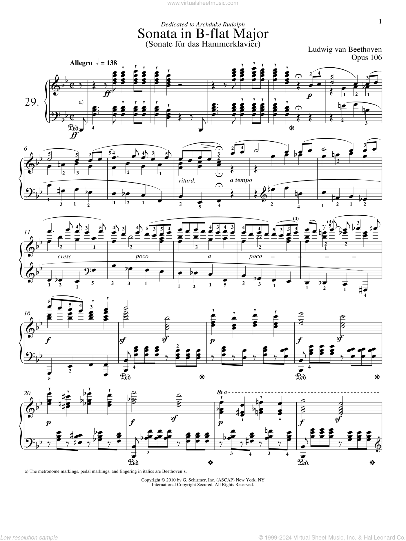 Piano Sonata No. 29 In B-Flat Major, Op. 106