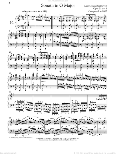Piano Sonata No. 16 In G Major, Op. 31, No. 1