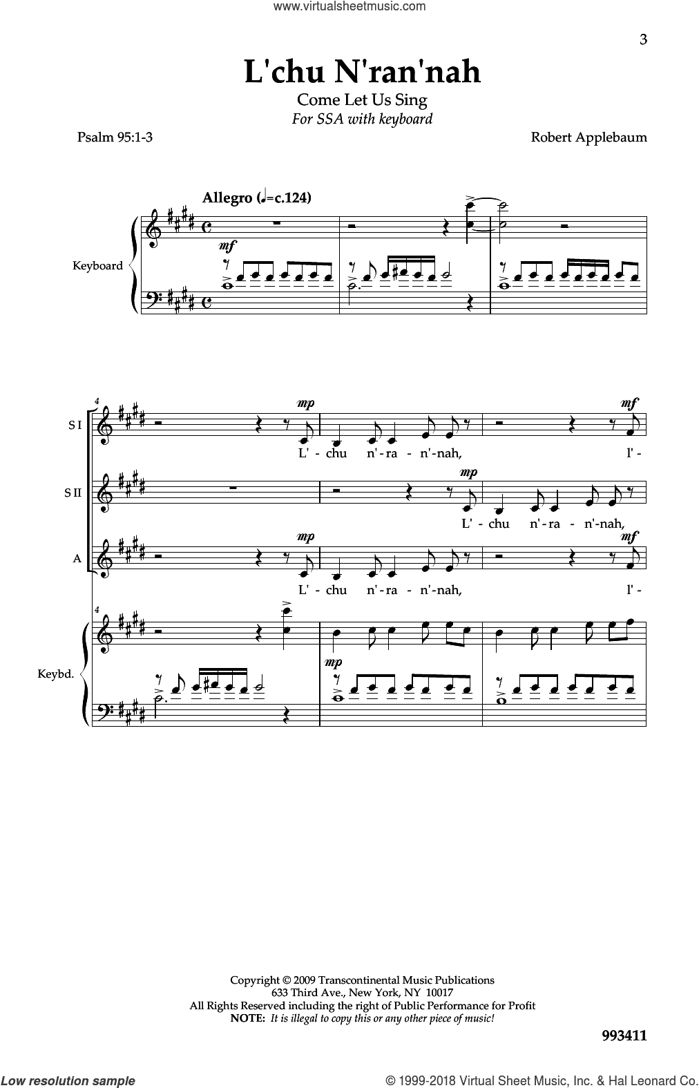 L'Chu N'Ran'Nah (Psalm 95: 1-3)