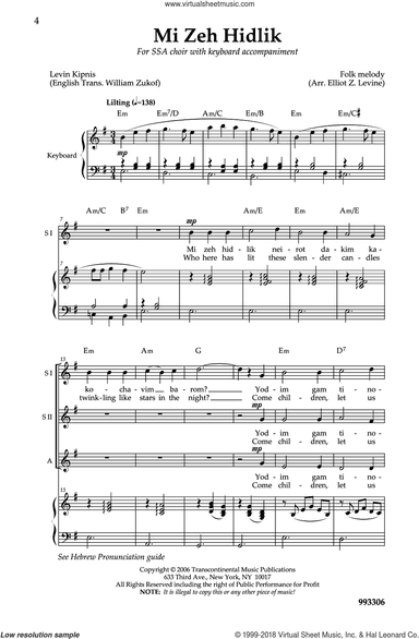 Three Yiddish Chanukah Songs For Treble Choir
