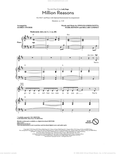 Million Reasons (arr. Audrey Snyder)