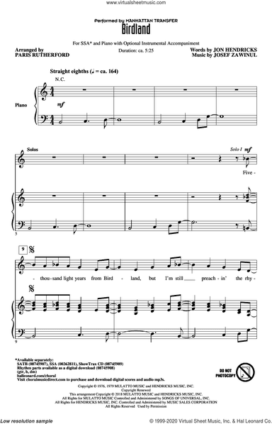 Birdland (arr. Paris Rutherford)