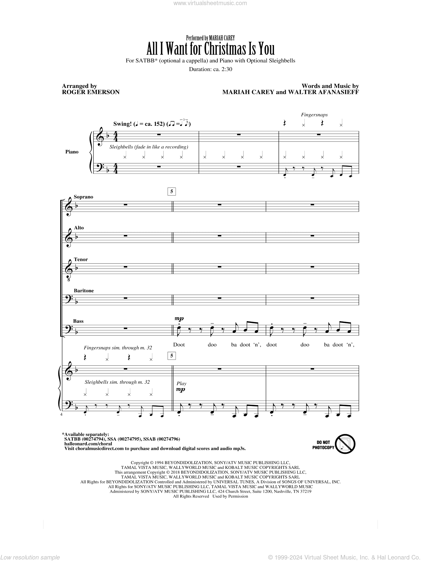 All I Want For Christmas Is You (arr. Roger Emerson)