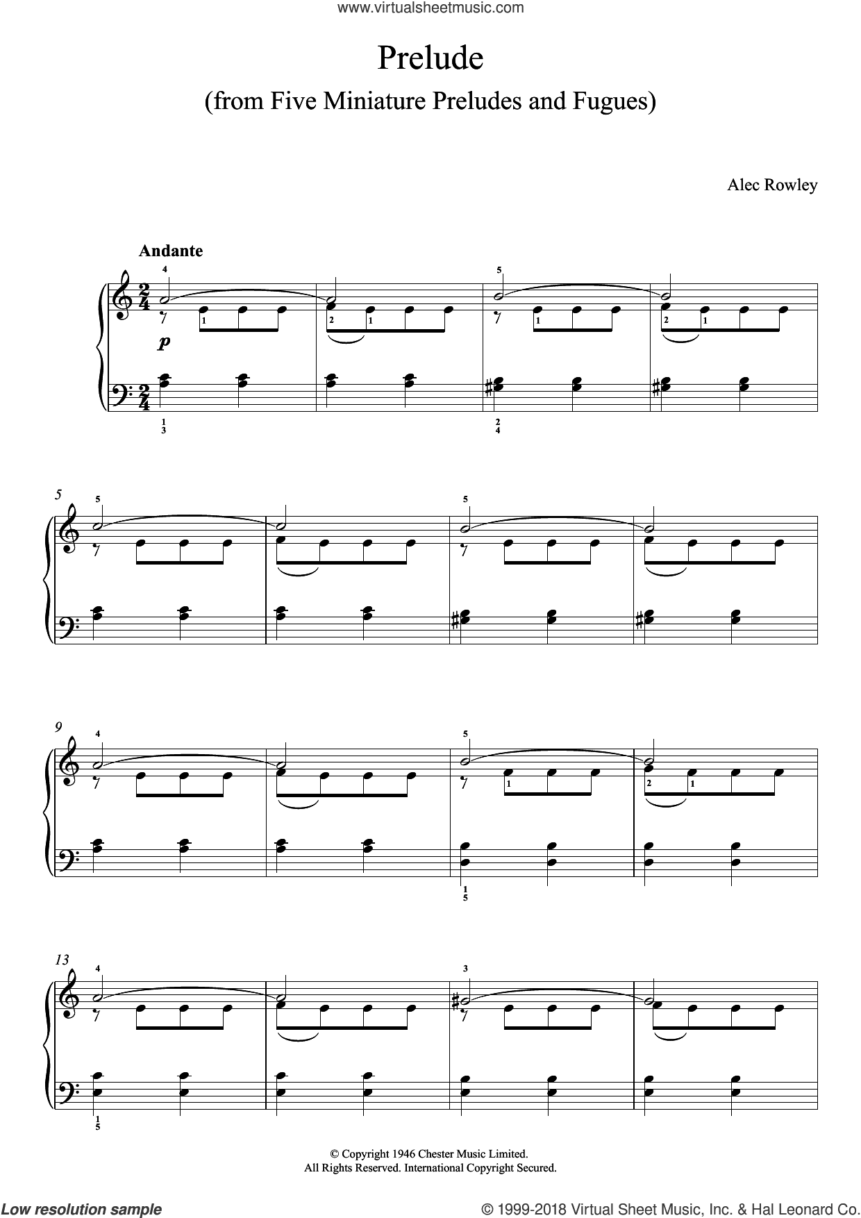 Prelude (from Five Miniature Preludes And Fugues)