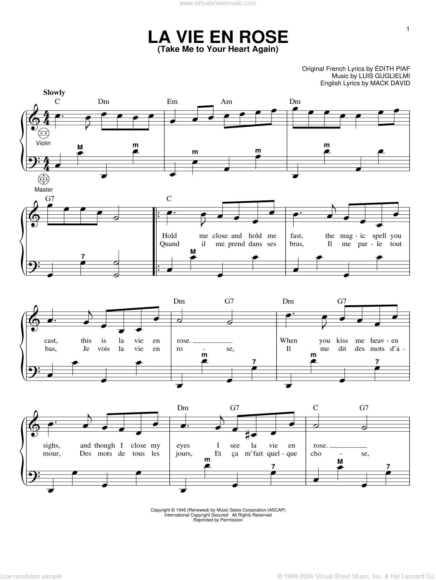 La Vie En Rose (Take Me To Your Heart Again) (arr. Gary Meisner)
