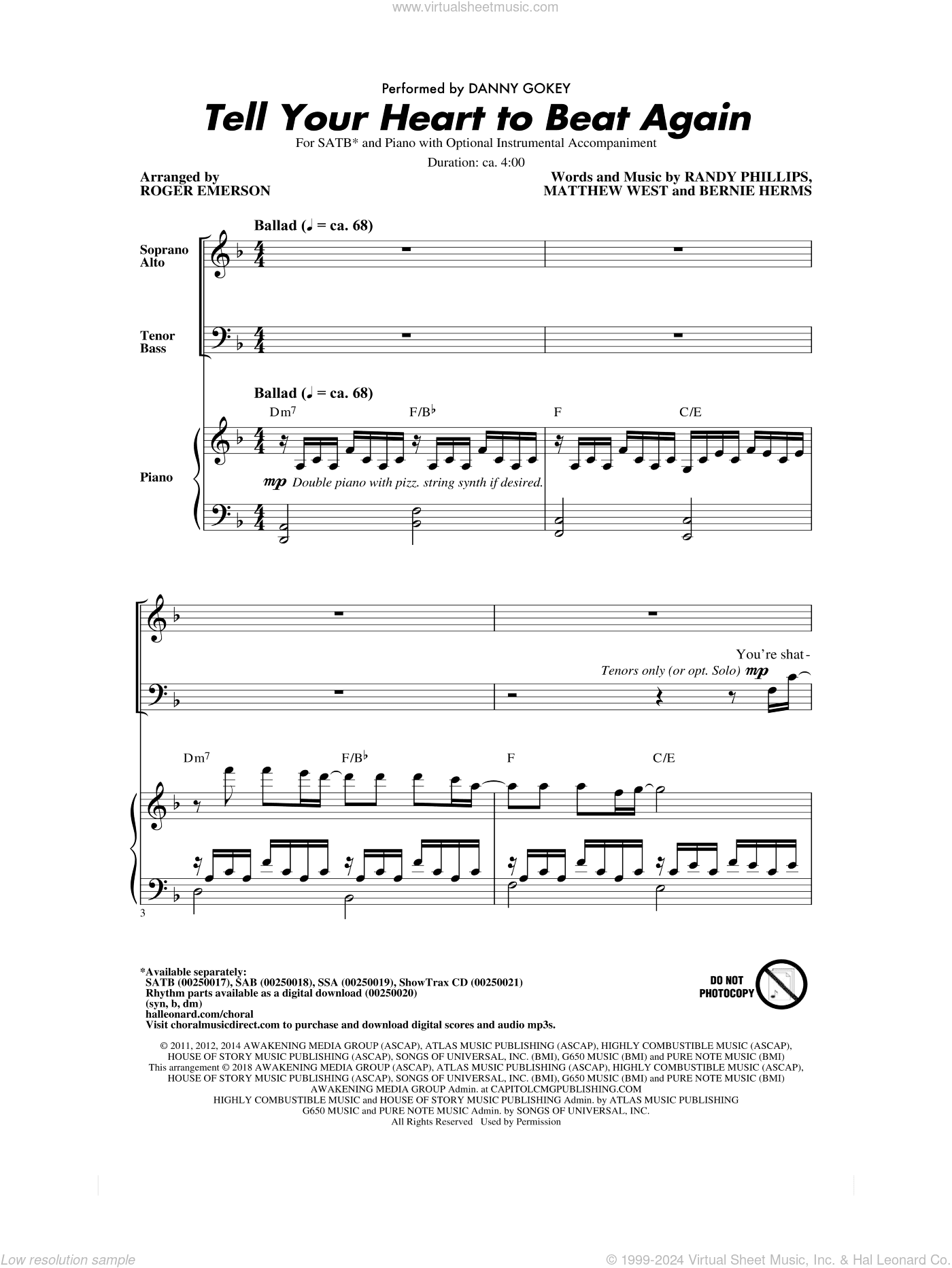 Tell Your Heart To Beat Again (arr. Roger Emerson)