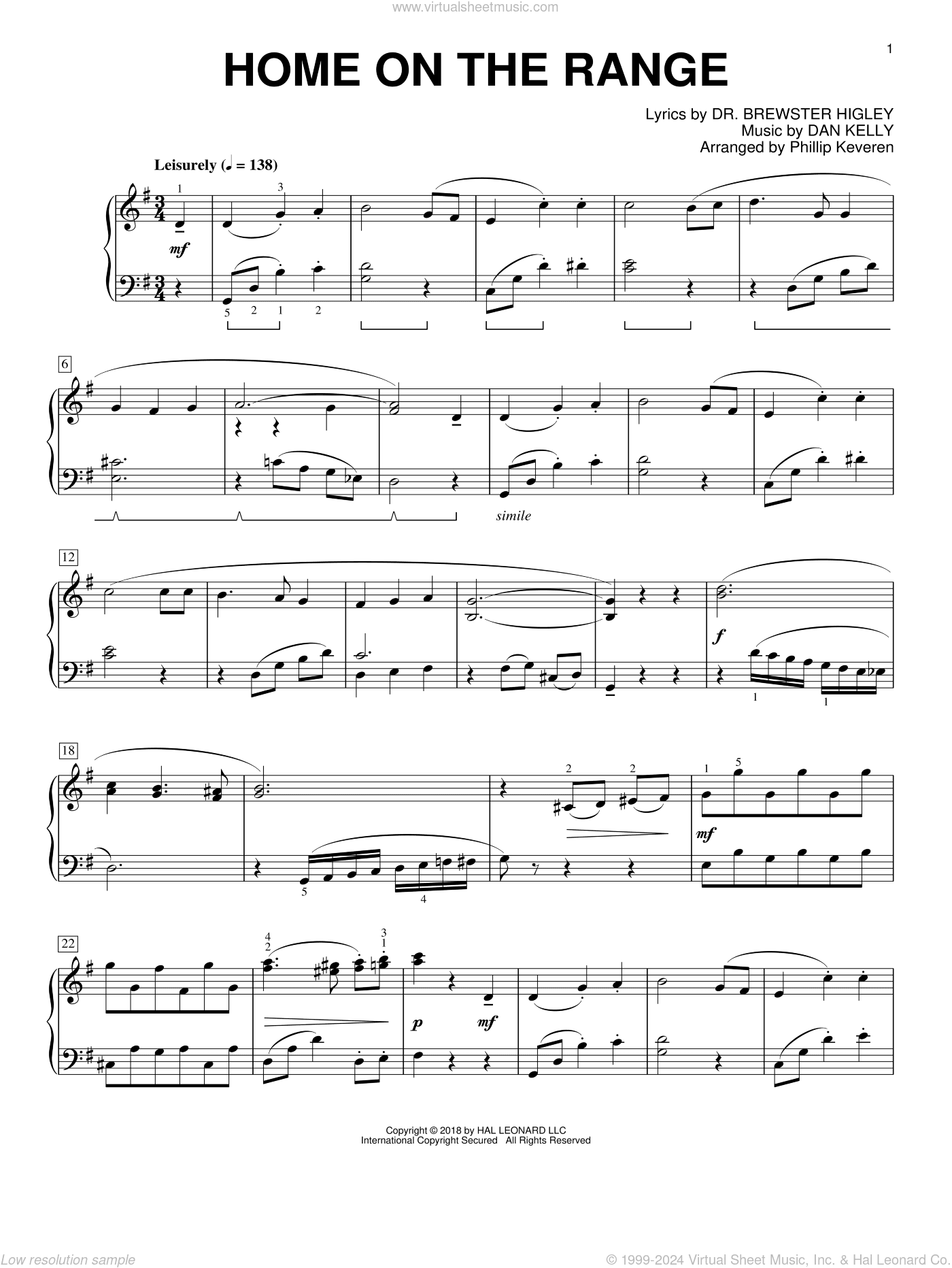 Home On The Range [Classical version] (arr. Phillip Keveren)
