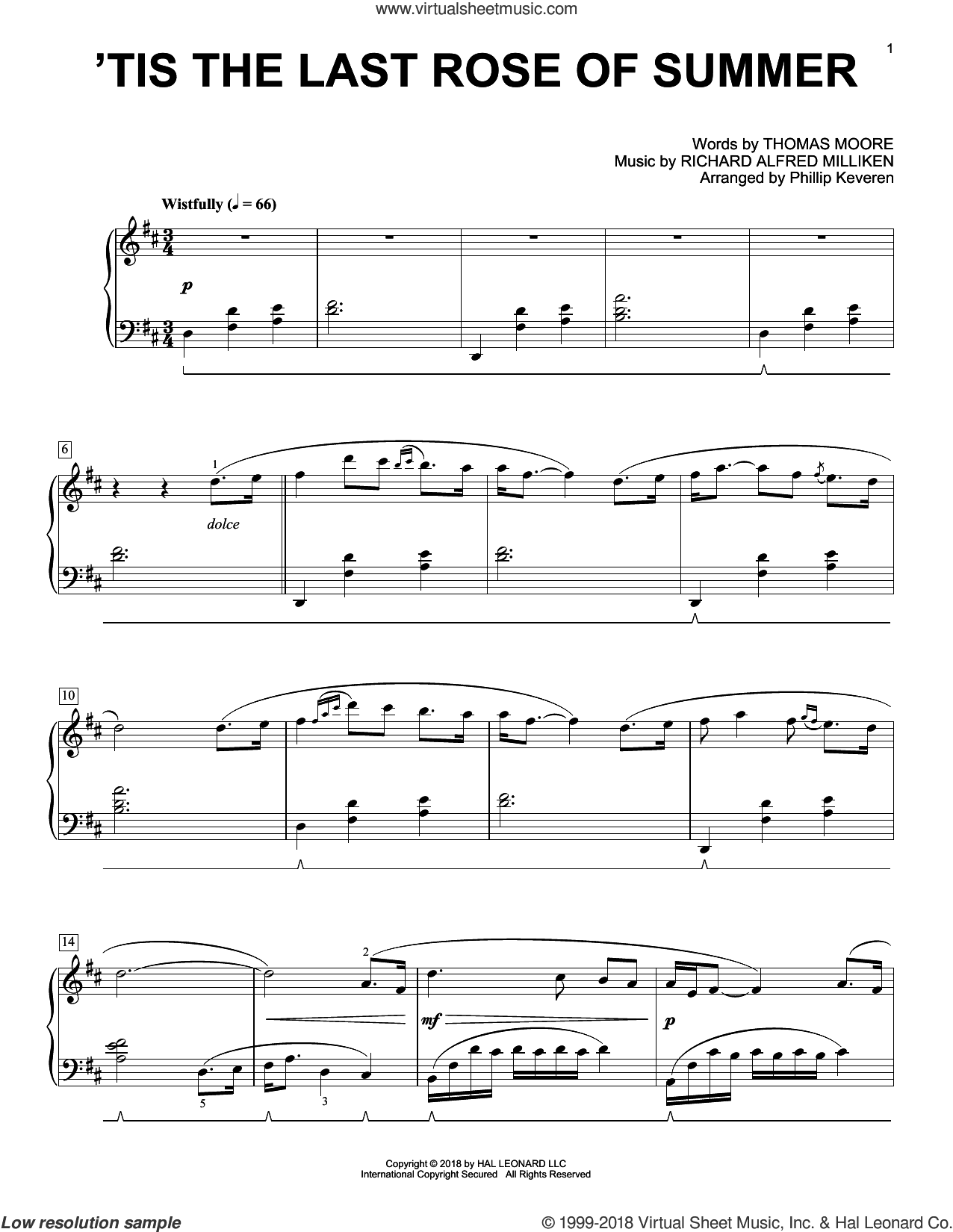 'Tis The Last Rose Of Summer [Classical version] (arr. Phillip Keveren)