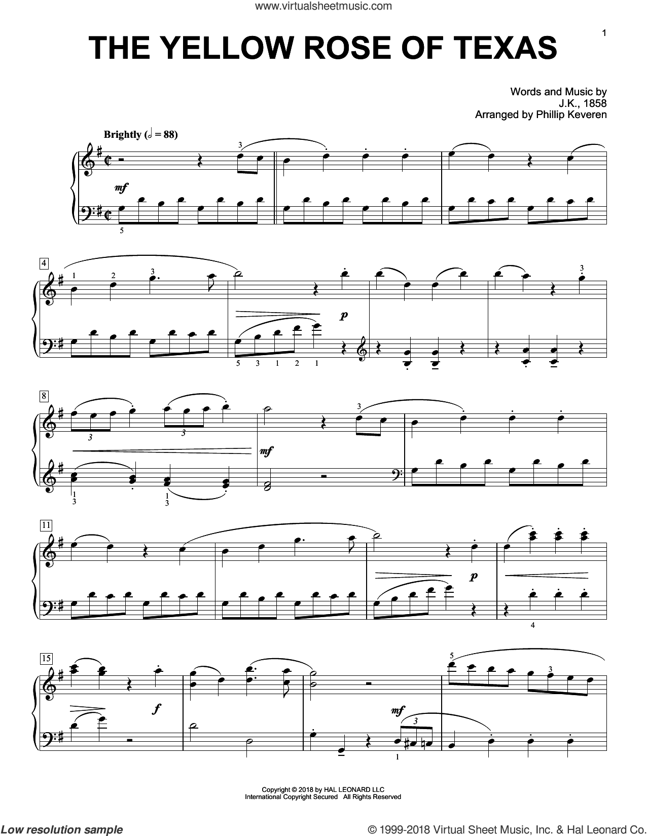 The Yellow Rose Of Texas [Classical version] (arr. Phillip Keveren)