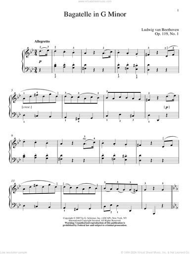 Bagatelle In G Minor, Op. 119, No. 1